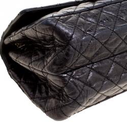 Pre Owned Chanel Black Quilted Leather Reissue Double Gusset Flap Bag