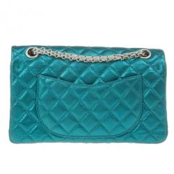 مملوكة مسبقًا Chanel Blue Metallic Lambskin Reissue 2.55 Double Flap Shoulder Bag