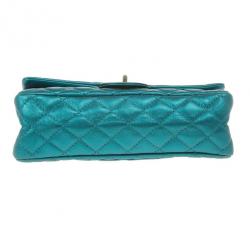 مملوكة مسبقًا Chanel Blue Metallic Lambskin Reissue 2.55 Double Flap Shoulder Bag