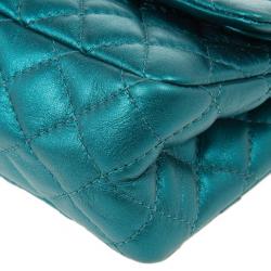 مملوكة مسبقًا Chanel Blue Metallic Lambskin Reissue 2.55 Double Flap Shoulder Bag