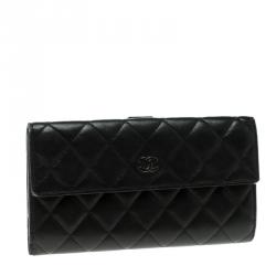 Chanel Black Quilted Leather CC Flap Continental Wallet