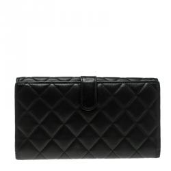 Chanel Black Quilted Leather CC Flap Continental Wallet