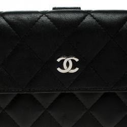 Chanel Black Quilted Leather CC Flap Continental Wallet