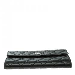 Chanel Black Quilted Leather CC Flap Continental Wallet