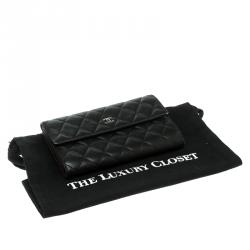 Chanel Black Quilted Leather CC Flap Continental Wallet