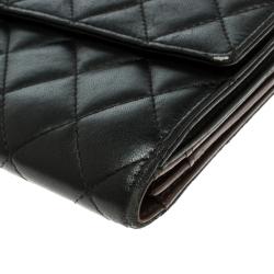 Chanel Black Quilted Leather CC Flap Continental Wallet