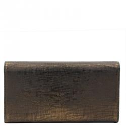 Chanel Metallic Bronze Embossed Leather CC Timeless Flap Wallet