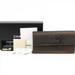 Chanel Metallic Bronze Embossed Leather CC Timeless Flap Wallet