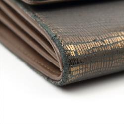 Chanel Metallic Bronze Embossed Leather CC Timeless Flap Wallet