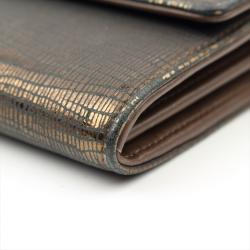 Chanel Metallic Bronze Embossed Leather CC Timeless Flap Wallet