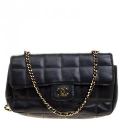Chanel Black Chocolate Bar Quilted Leather East West Flap Shoulder Bag  Chanel