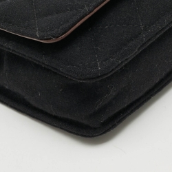 Pre Owned Chanel Paris-Hamburg Runway Black Quilted Fabric Wallet On Chain