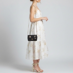 Pre Owned Chanel Paris-Hamburg Runway Black Quilted Fabric Wallet On Chain