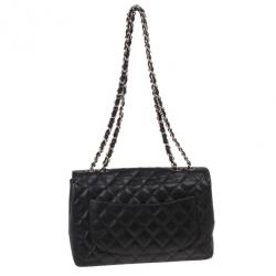 Pre Owned Chanel Black Caviar Leather Jumbo Flap Bag
