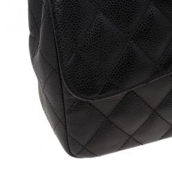 Pre Owned Chanel Black Caviar Leather Jumbo Flap Bag