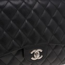 Pre Owned Chanel Black Caviar Leather Jumbo Flap Bag
