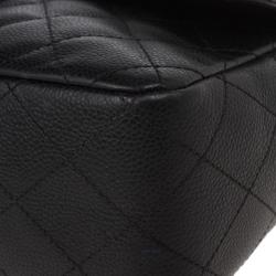 Pre Owned Chanel Black Caviar Leather Jumbo Flap Bag
