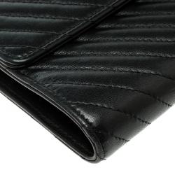 Chanel Black Chevron Leather CC Flap Wallet