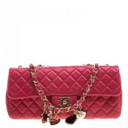 Pre Owned حقيبة شانيل قلاب فالانتين ايست/ ويست جلد مبطنة وردية