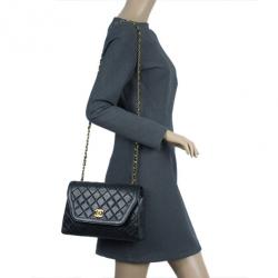 مملوكة مسبقًا Chanel Black Lambskin Leather Single Flap Shoulder Bag