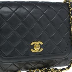 مملوكة مسبقًا Chanel Black Lambskin Leather Single Flap Shoulder Bag