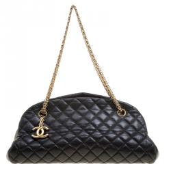 Chanel Black Quilted Leather Medium Just Mademoiselle Bowling Bag Chanel