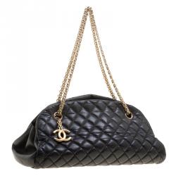 Pre Owned Chanel Black Quilted Leather Medium Just Mademoiselle Bowling Bag