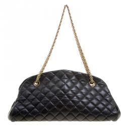 Pre Owned Chanel Black Quilted Leather Medium Just Mademoiselle Bowling Bag