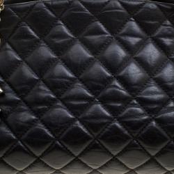 Pre Owned Chanel Black Quilted Leather Medium Just Mademoiselle Bowling Bag