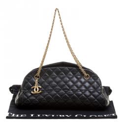 Pre Owned Chanel Black Quilted Leather Medium Just Mademoiselle Bowling Bag