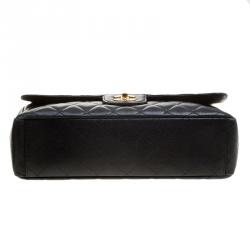 Pre Owned حقيبة شانيل ماكسي كلاسيك بقلاب واحد جلد مبطن سوداء