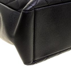 Pre Owned Chanel Black Quilted Caviar Leather Grand Shopping Tote