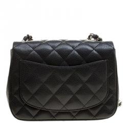 Pre Owned Chanel Black Quilted Leather Mini Square Classic Flap Bag