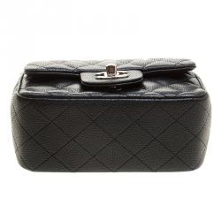 Pre Owned Chanel Black Quilted Leather Mini Square Classic Flap Bag