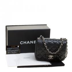 Pre Owned Chanel Black Quilted Leather Mini Square Classic Flap Bag