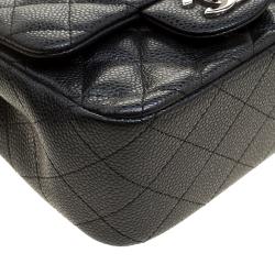 Pre Owned Chanel Black Quilted Leather Mini Square Classic Flap Bag