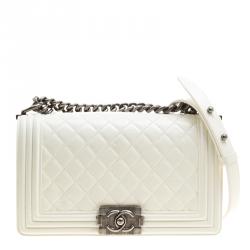 Chanel Cream Quilted Leather Medium Boy Flap Bag