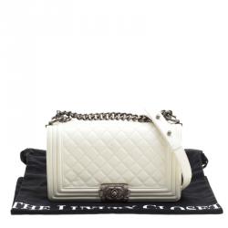 Chanel Cream Quilted Leather Medium Boy Flap Bag
