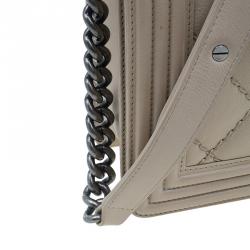 مملوكة مسبقًا Chanel Beige Leather Large Quilted Stitched Boy Bag