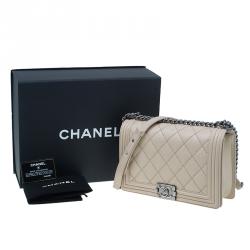مملوكة مسبقًا Chanel Beige Leather Large Quilted Stitched Boy Bag