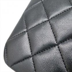 Pre Owned Chanel Black Lambskin Single Flap Shoulder Bag