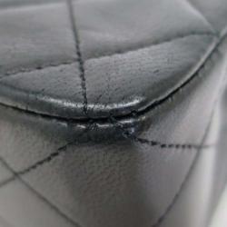Pre Owned Chanel Black Lambskin Single Flap Shoulder Bag
