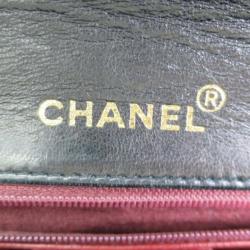 Pre Owned Chanel Black Lambskin Single Flap Shoulder Bag