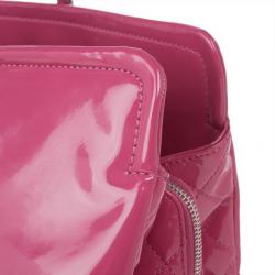 Pre Owned Chanel Fuschia Pink Patent Leather CC Logo Shopping Tote
