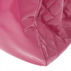 Pre Owned Chanel Fuschia Pink Patent Leather CC Logo Shopping Tote