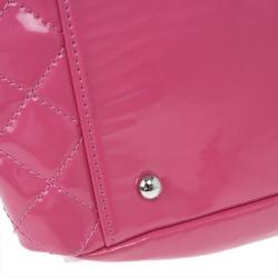 Pre Owned Chanel Fuschia Pink Patent Leather CC Logo Shopping Tote