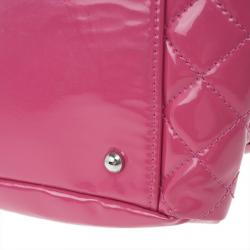 Pre Owned Chanel Fuschia Pink Patent Leather CC Logo Shopping Tote