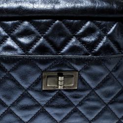 Pre Owned Chanel Metallic Blue Quilted Leather Medium Reissue Camera Bag