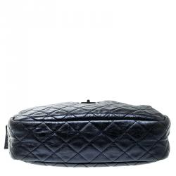 Pre Owned Chanel Metallic Blue Quilted Leather Medium Reissue Camera Bag