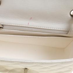 Pre Owned Chanel White Quilted Leather Mini Classic Single Flap Bag